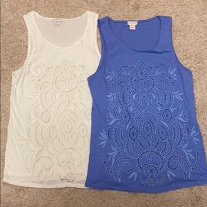 Two J. Crew Eyelet Tanks